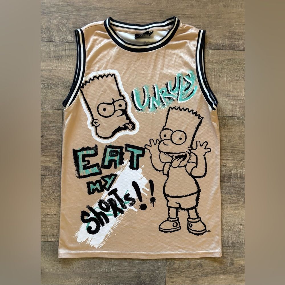 The Simpsons teen size small beige graphic sleevless jersey “Eat my shorts”